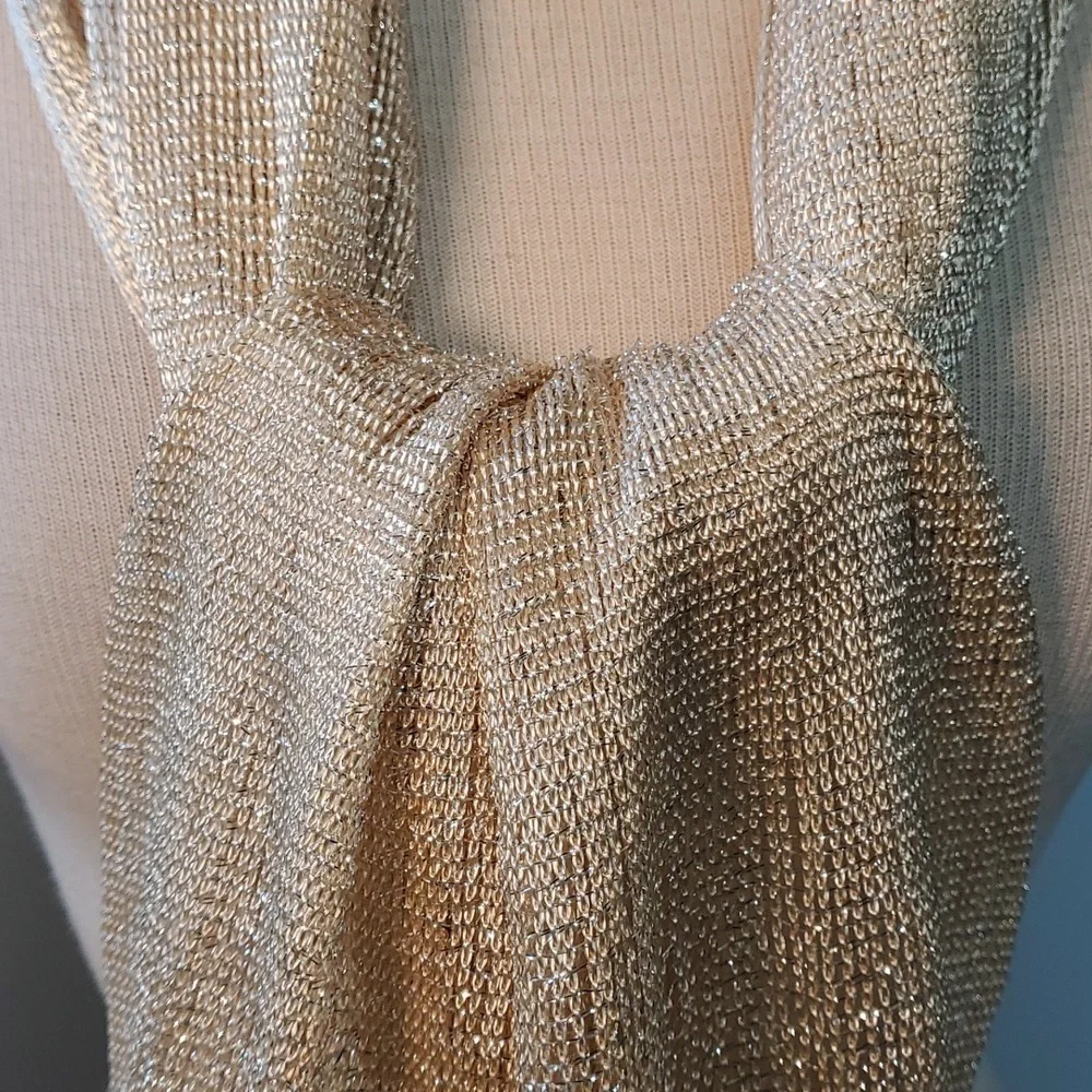 KIMBERLY, GOLD SCARF WITH SILVER THREADS lovely scarf will dress up‎ any outfit